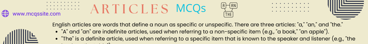 English Articles MCQs
