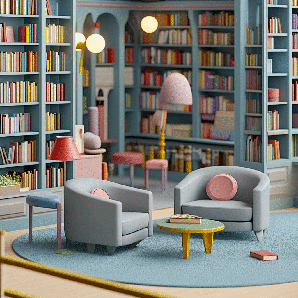 Stylized Cozy Reading Nook in Library 1