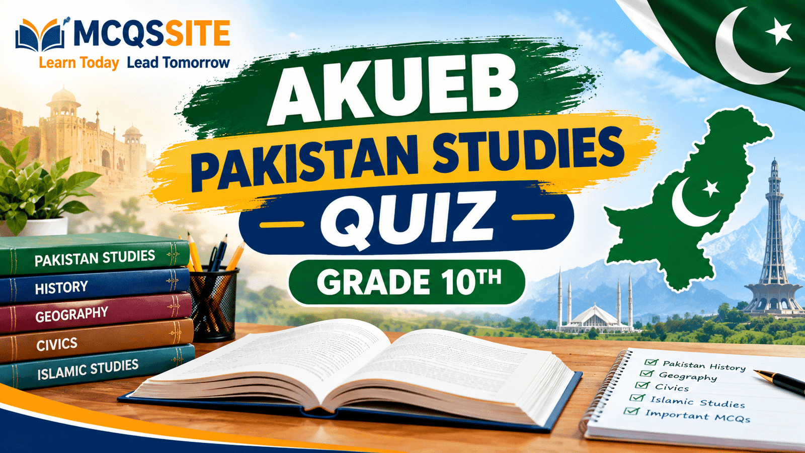 AKUEB Pakistan Studies Quiz Grade 10th with Pakistan Studies books and quiz study materials