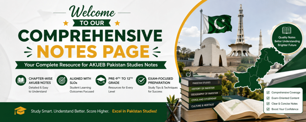 AKUEB Pakistan Studies Resources 3 AKUEB Pakistan Studies notes for grades 9 to 12 with chapter-wise SLO aligned study resources