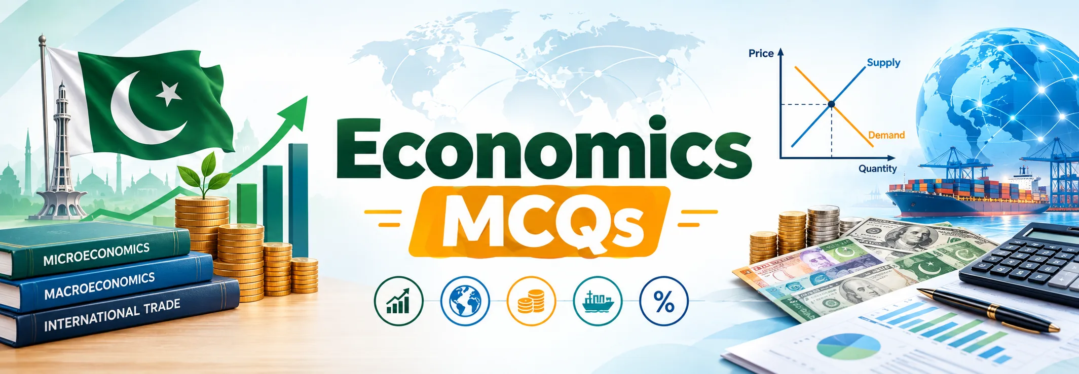 ECONOMICS MCQs 1 Economics MCQs covering Pakistan and international economics, trade, supply and demand